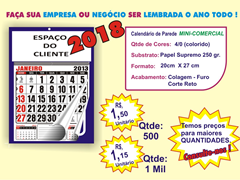 calendario parede tipo Mini Comercial